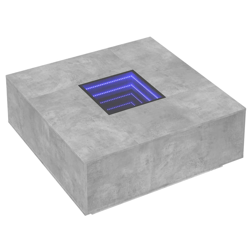 vidaXL Coffee Table with Infinity LED Concrete Grey 100x100x40 cm