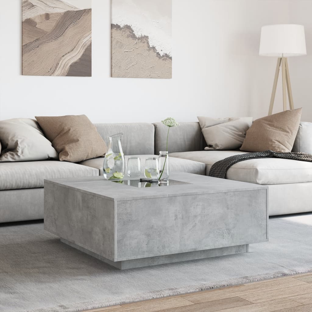 vidaXL Coffee Table with Infinity LED Concrete Grey 100x100x40 cm