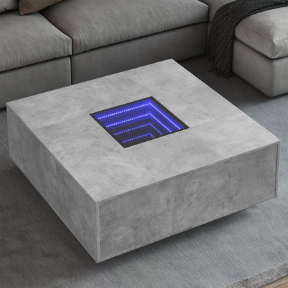 vidaXL Coffee Table with Infinity LED Concrete Grey 100x100x40 cm