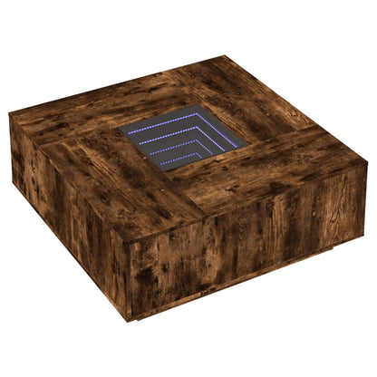 vidaXL Coffee Table with Infinity LED Smoked Oak 100x100x40 cm