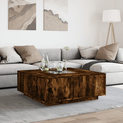 vidaXL Coffee Table with Infinity LED Smoked Oak 100x100x40 cm