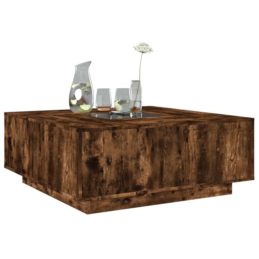 vidaXL Coffee Table with Infinity LED Smoked Oak 100x100x40 cm