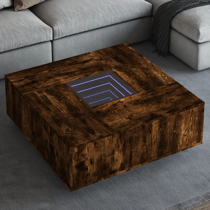 vidaXL Coffee Table with Infinity LED Smoked Oak 100x100x40 cm
