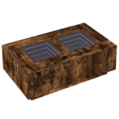 vidaXL Coffee Table with Infinity LED Smoked Oak 116x69x40 cm