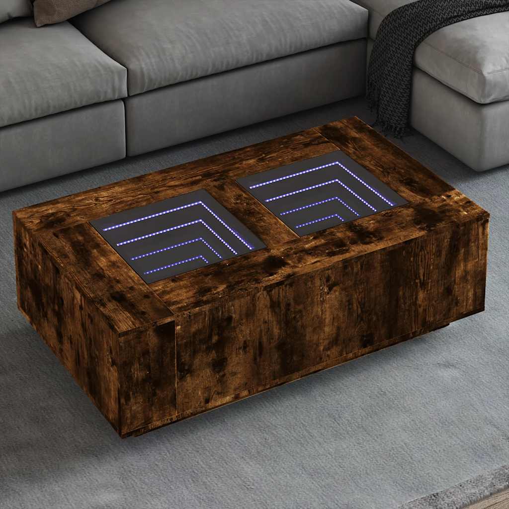 vidaXL Coffee Table with Infinity LED Smoked Oak 116x69x40 cm
