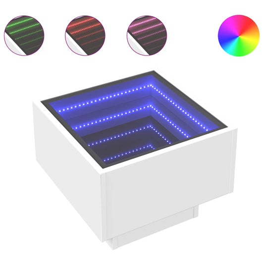 vidaXL Bedside Table with Infinity LED White 40x40x30 cm