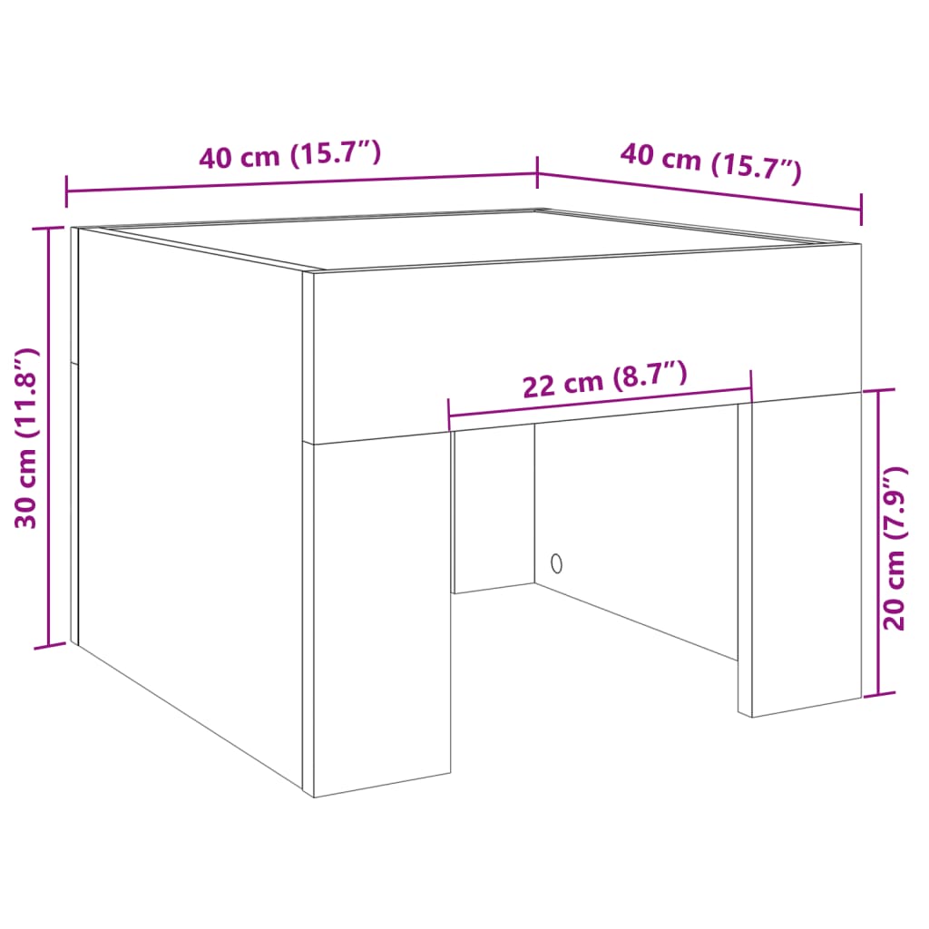 vidaXL Bedside Table with Infinity LED Sonoma Oak 40x40x30 cm