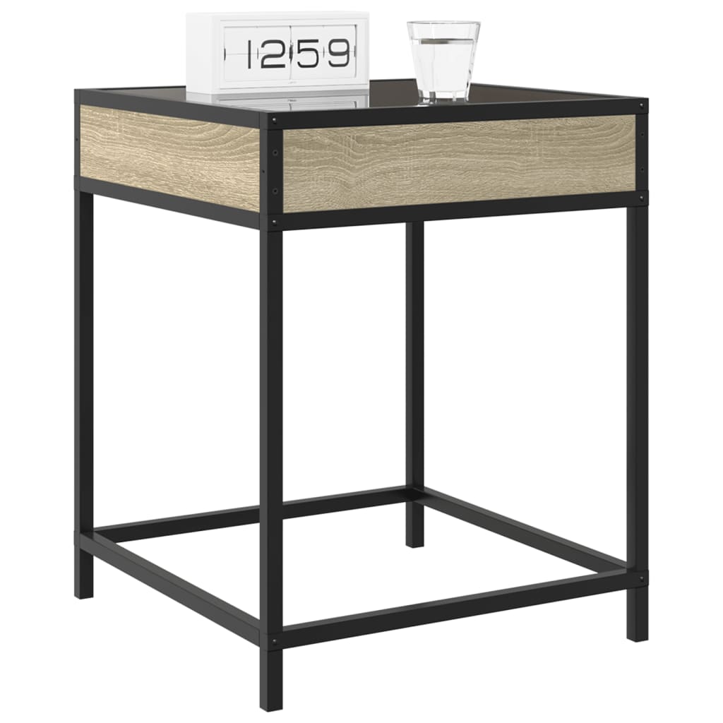vidaXL Bedside Table with Infinity LED Sonoma Oak 40x40x51 cm