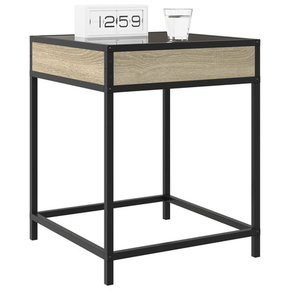 vidaXL Bedside Table with Infinity LED Sonoma Oak 40x40x51 cm