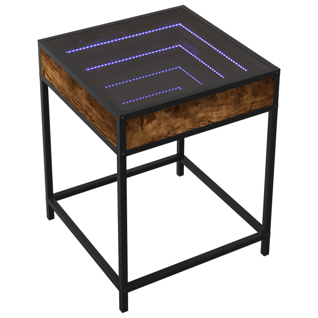 vidaXL Bedside Table with Infinity LED Smoked Oak 40x40x51 cm