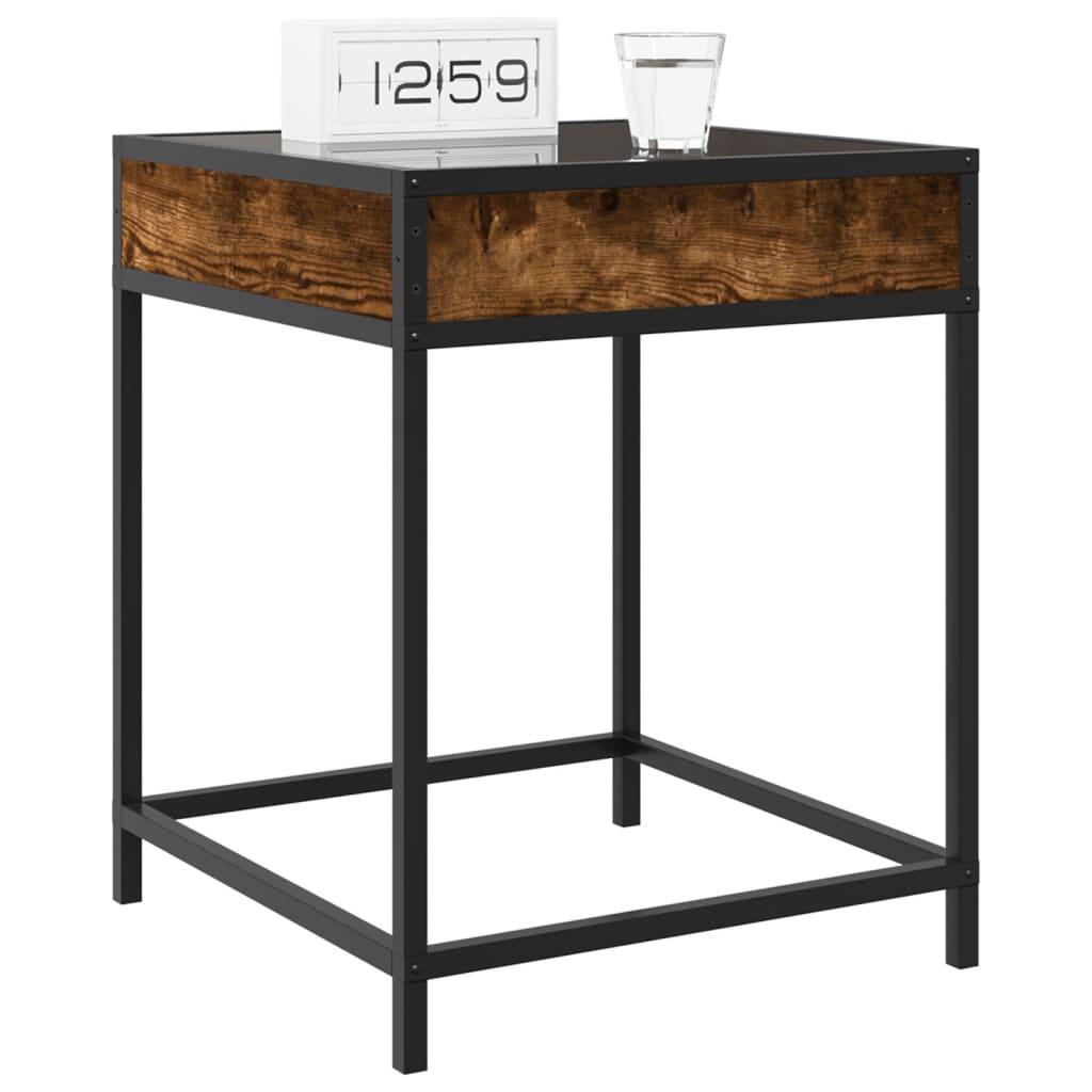 vidaXL Bedside Table with Infinity LED Smoked Oak 40x40x51 cm