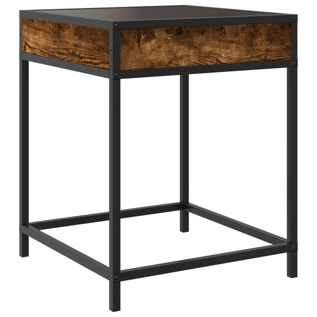 vidaXL Bedside Table with Infinity LED Smoked Oak 40x40x51 cm