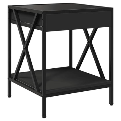 vidaXL Bedside Table with Infinity LED Black 40x40x49 cm