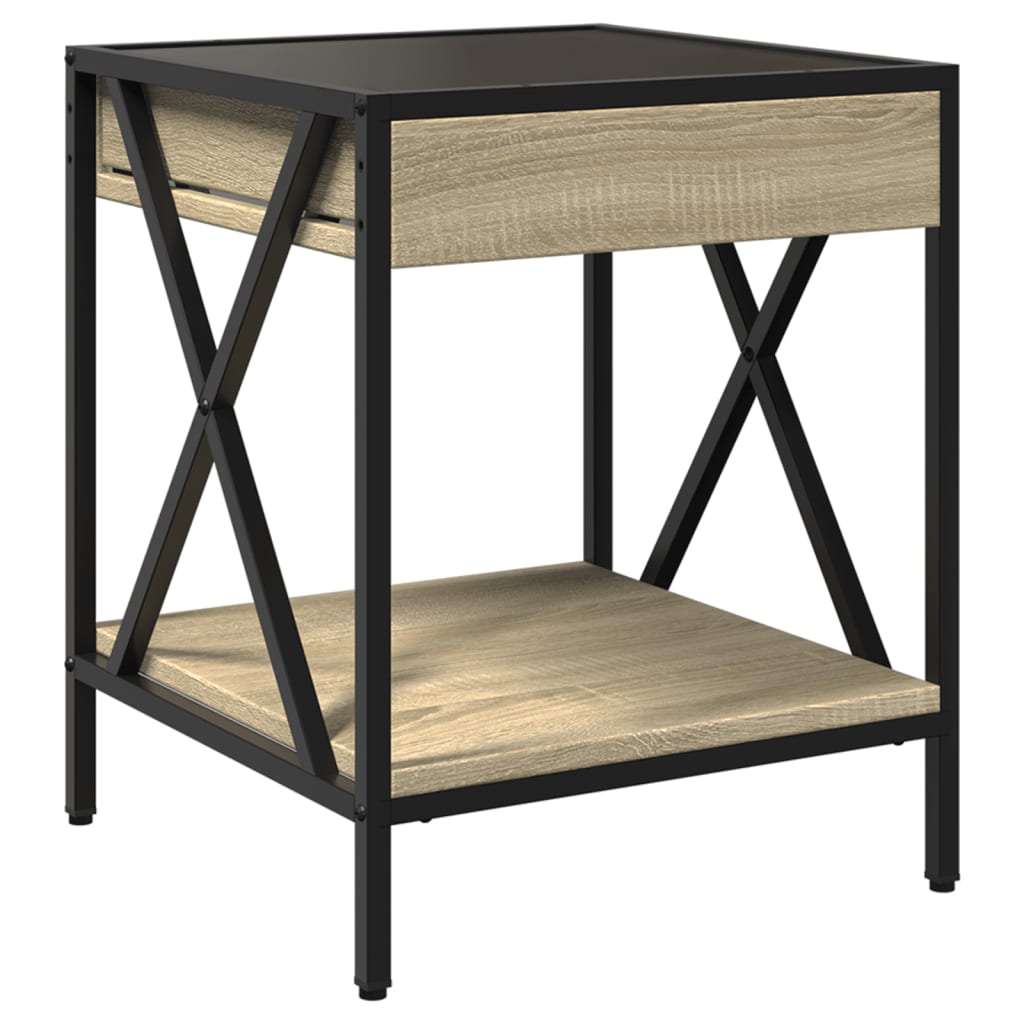 vidaXL Bedside Table with Infinity LED Sonoma Oak 40x40x49 cm