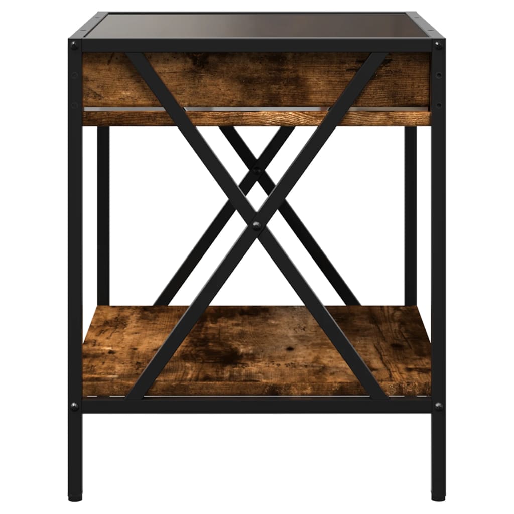 vidaXL Bedside Table with Infinity LED Smoked Oak 40x40x49 cm