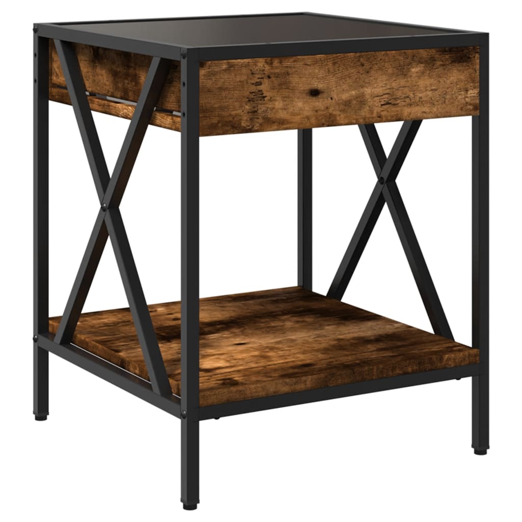 vidaXL Bedside Table with Infinity LED Smoked Oak 40x40x49 cm