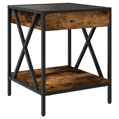 vidaXL Bedside Table with Infinity LED Smoked Oak 40x40x49 cm
