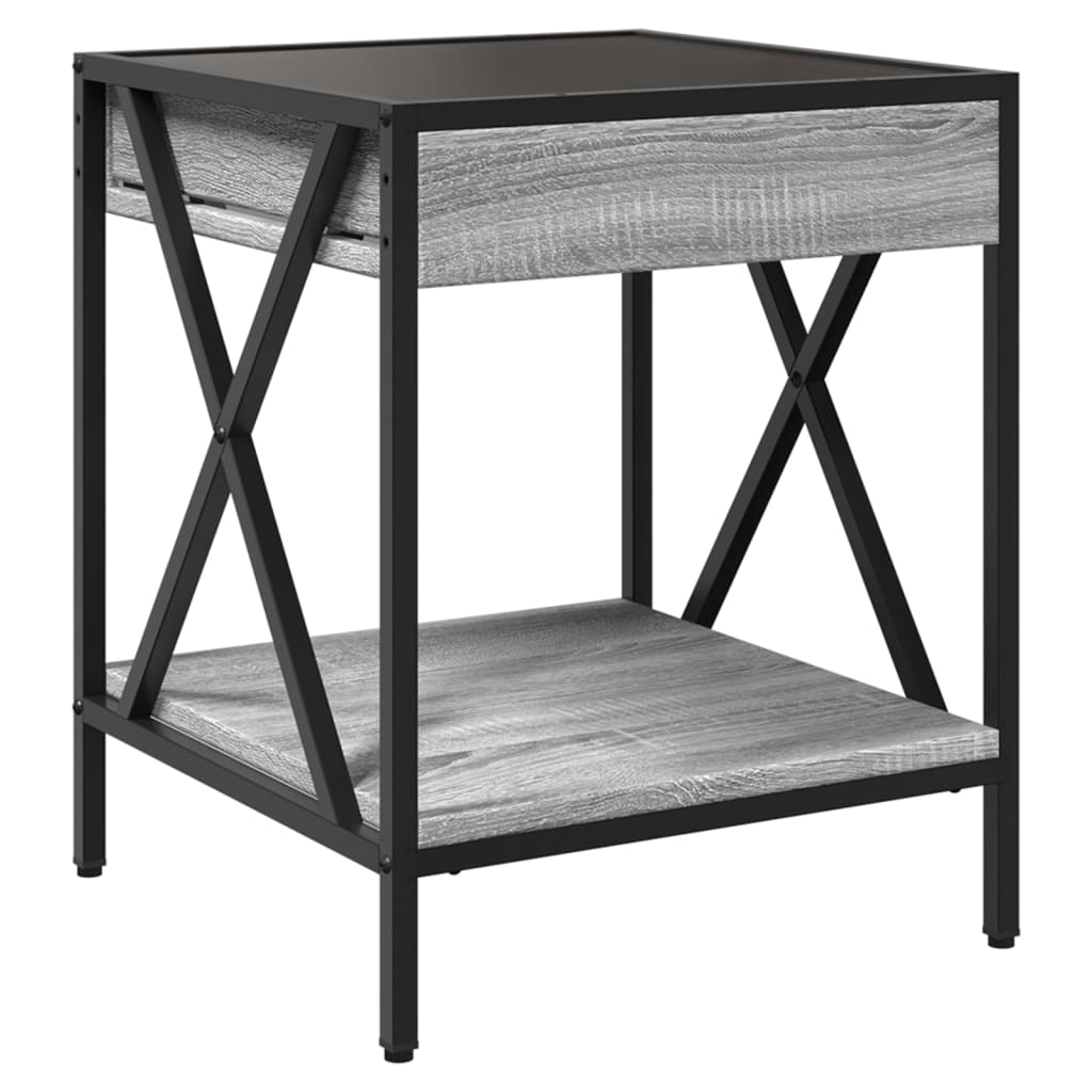 vidaXL Bedside Table with Infinity LED Grey Sonoma 40x40x49 cm