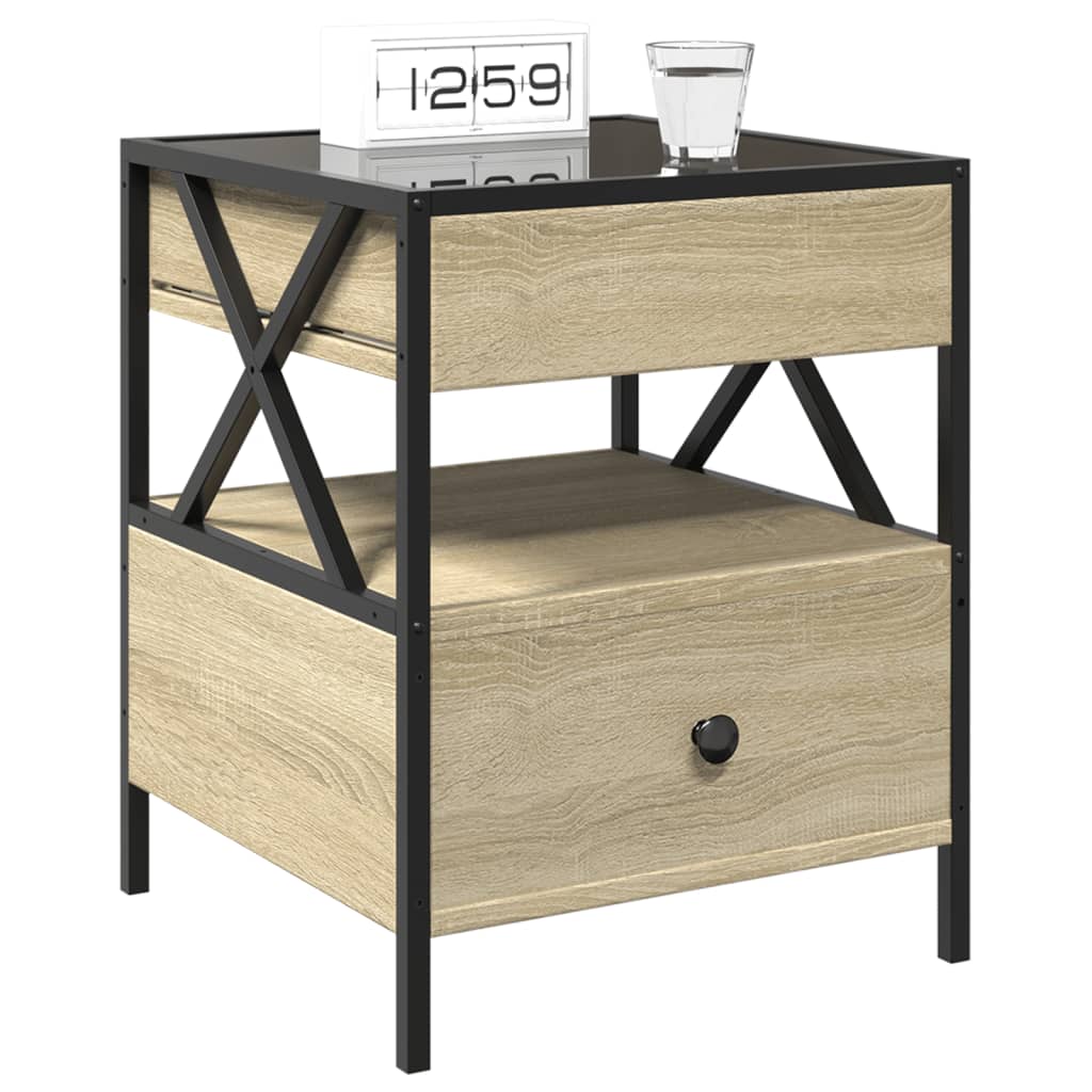 vidaXL Bedside Table with Infinity LED Sonoma Oak 40x40x51 cm
