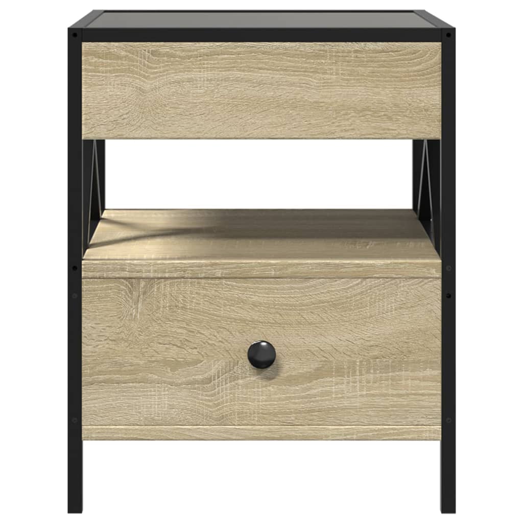 vidaXL Bedside Table with Infinity LED Sonoma Oak 40x40x51 cm
