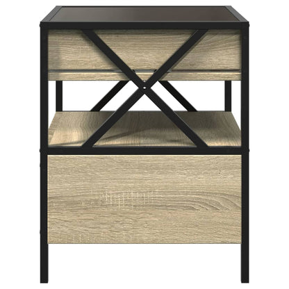vidaXL Bedside Table with Infinity LED Sonoma Oak 40x40x51 cm