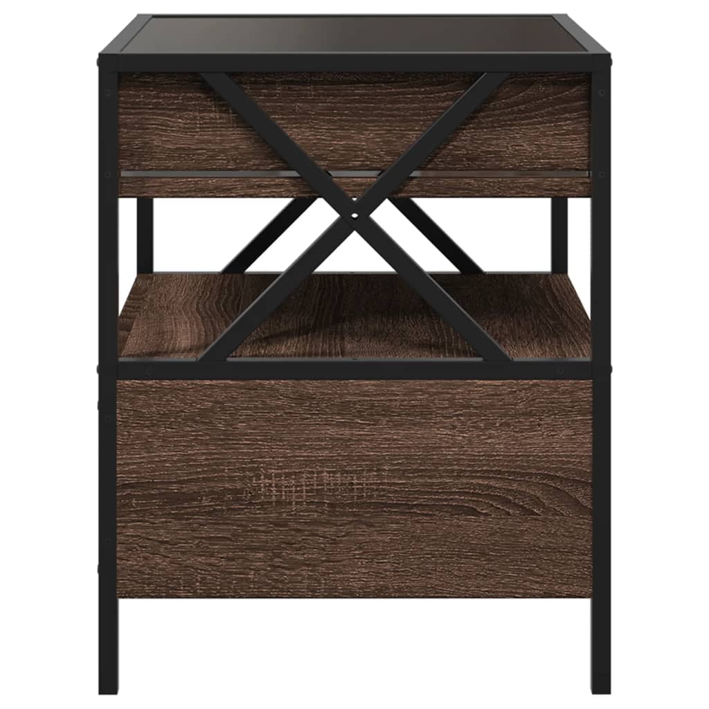 vidaXL Bedside Table with Infinity LED Brown Oak 40x40x51 cm