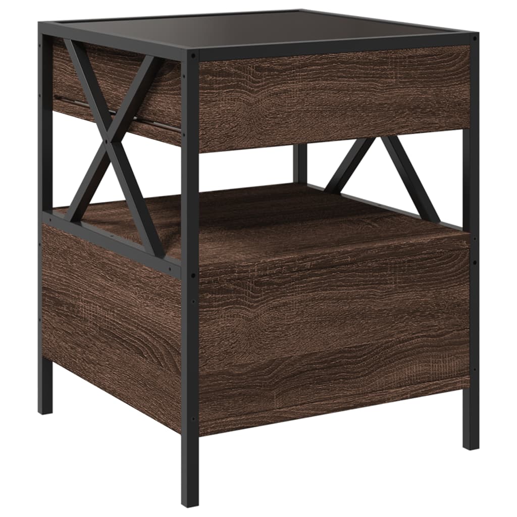vidaXL Bedside Table with Infinity LED Brown Oak 40x40x51 cm