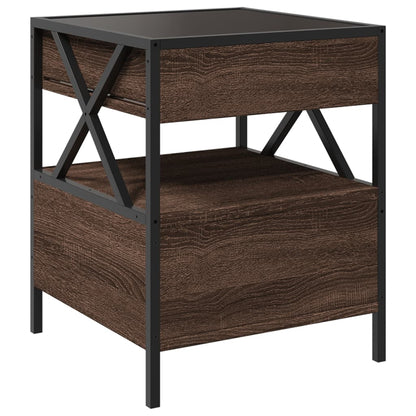 vidaXL Bedside Table with Infinity LED Brown Oak 40x40x51 cm