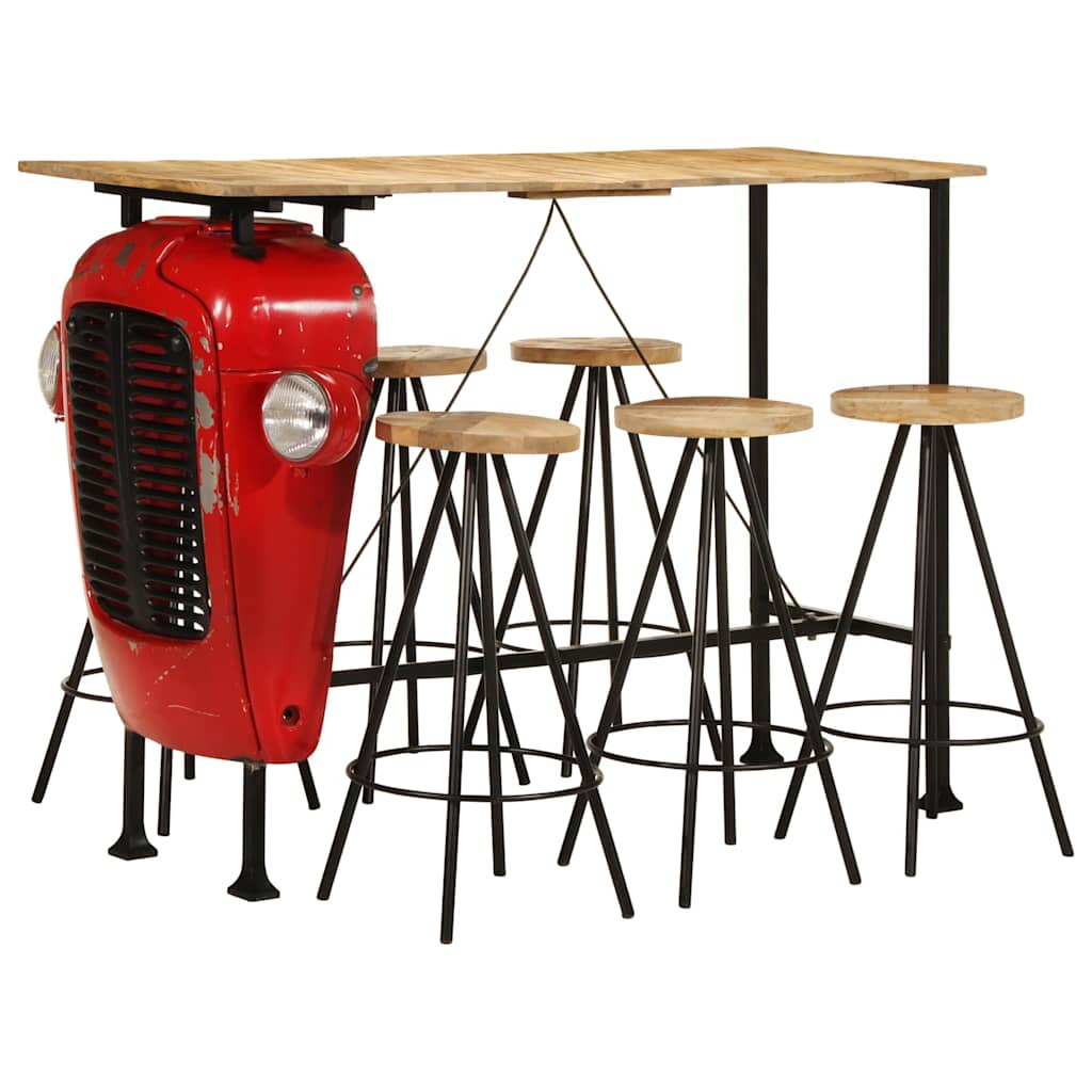 vidaXL 7 Piece Bar Set Solid Wood Mango