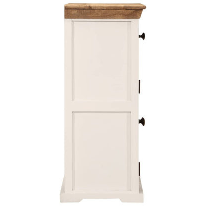 vidaXL Sideboard White and Brown 55x30x73 cm Solid Rough Wood Mango