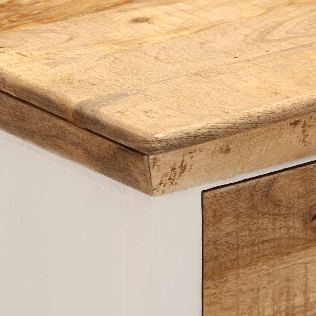 vidaXL Sideboard White and Brown 55x30x73 cm Solid Rough Wood Mango