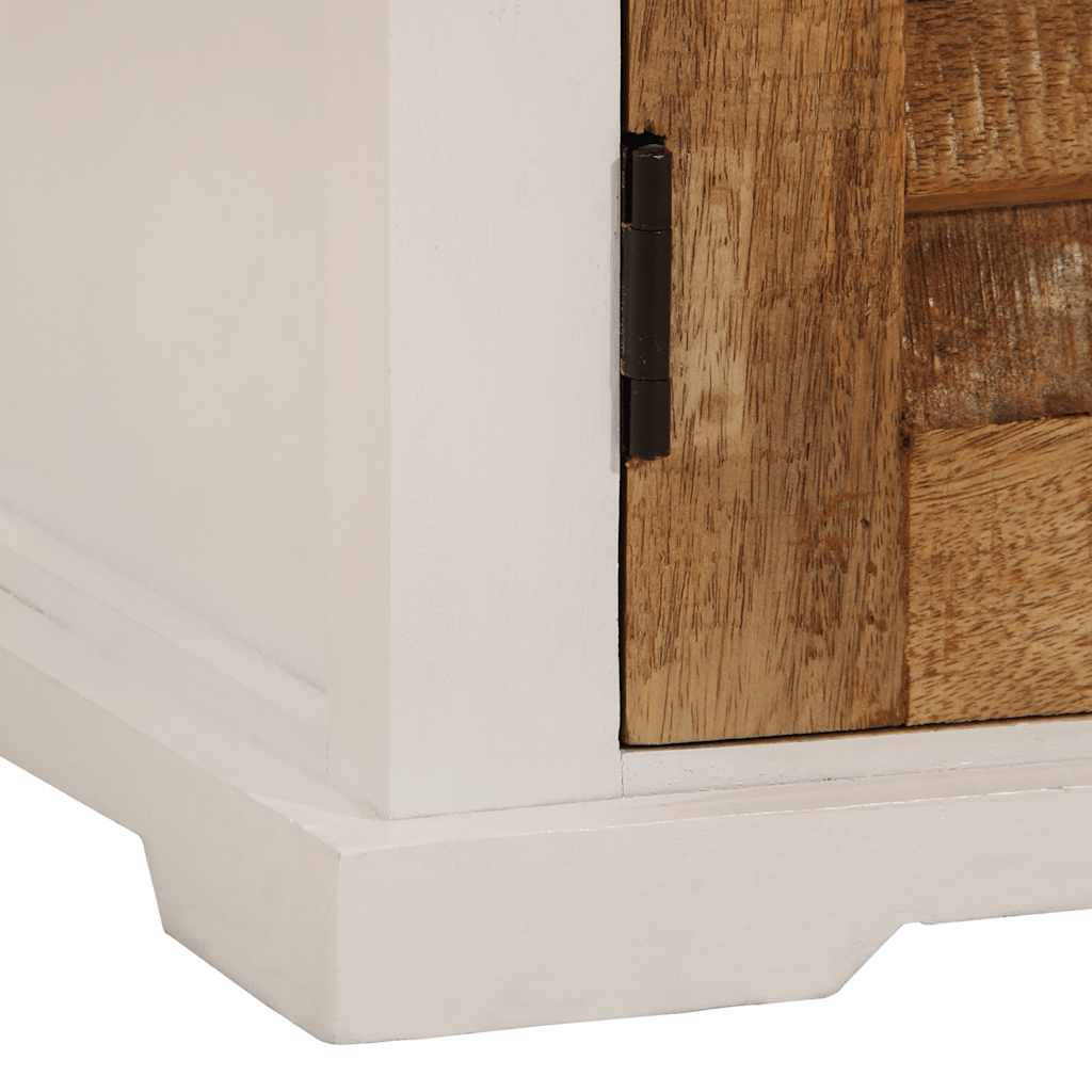 vidaXL Sideboard White and Brown 55x30x73 cm Solid Rough Wood Mango