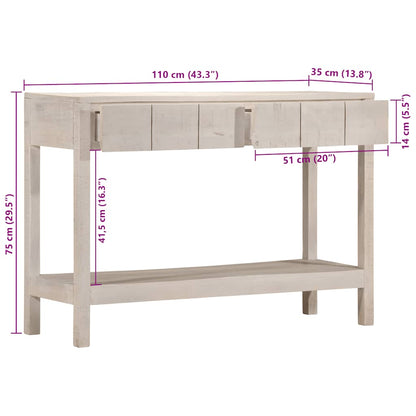 vidaXL Console Table White 110x35x75 cm Solid Wood Mango