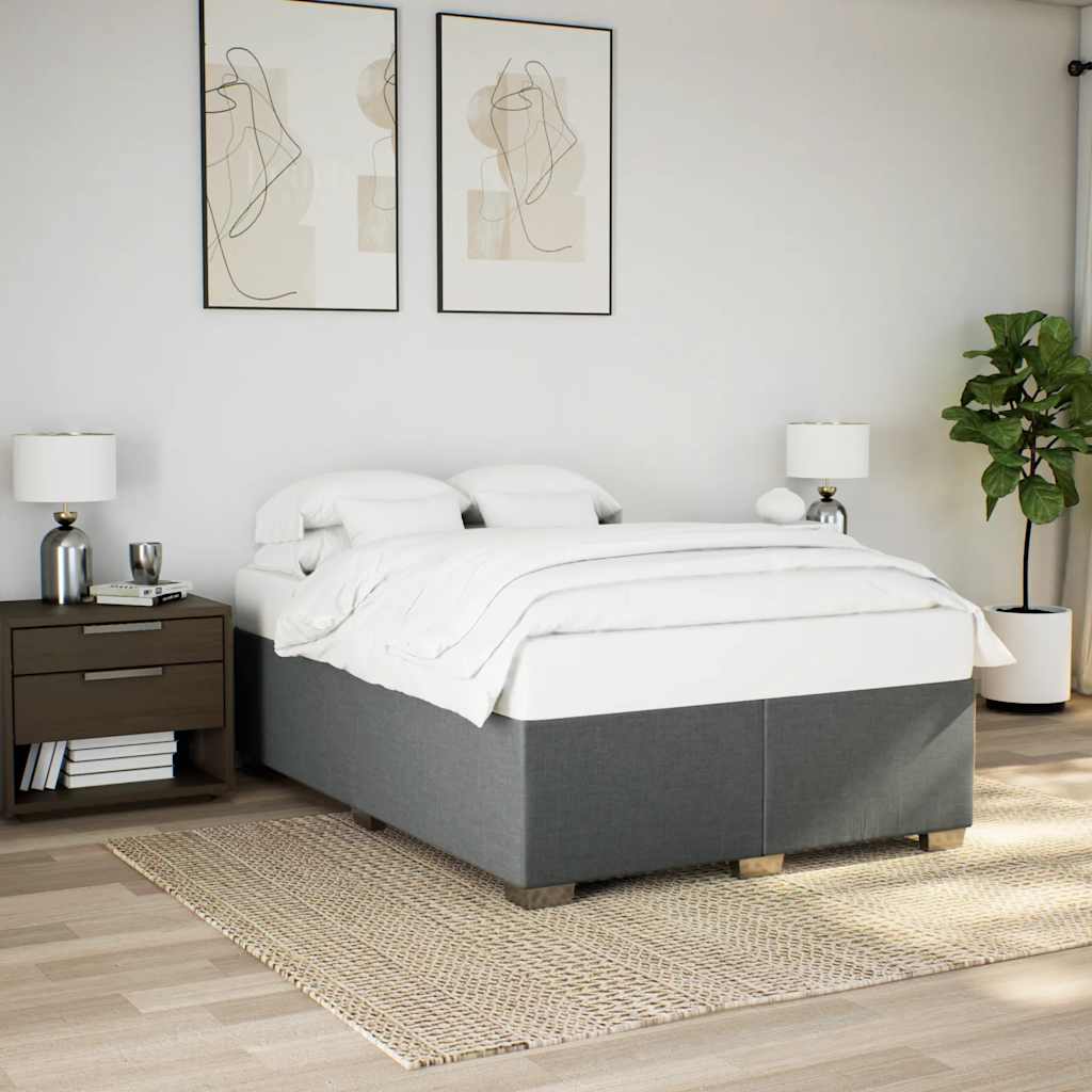 vidaXL Bed Frame without Mattress Dark Grey Double Fabric