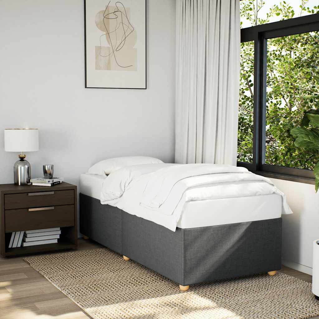 vidaXL Bed Frame without Mattress Dark Grey Single Fabric