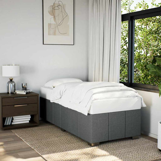 vidaXL Bed Frame without Mattress Dark Grey Single Fabric