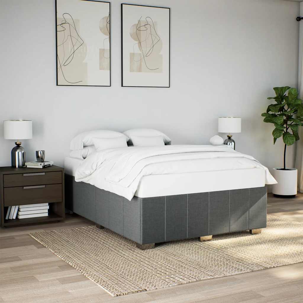 vidaXL Bed Frame without Mattress Dark Grey Double Fabric