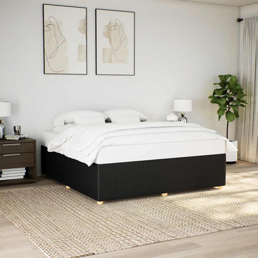 vidaXL Bed Frame without Mattress Black Super King Fabric