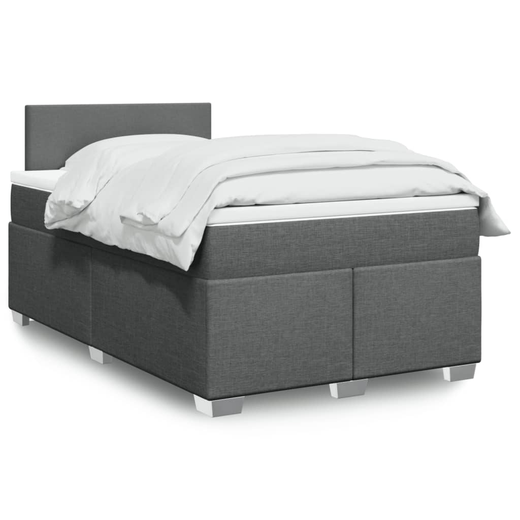 vidaXL Box Spring Bed with Mattress Dark Grey 120x200 cm Fabric