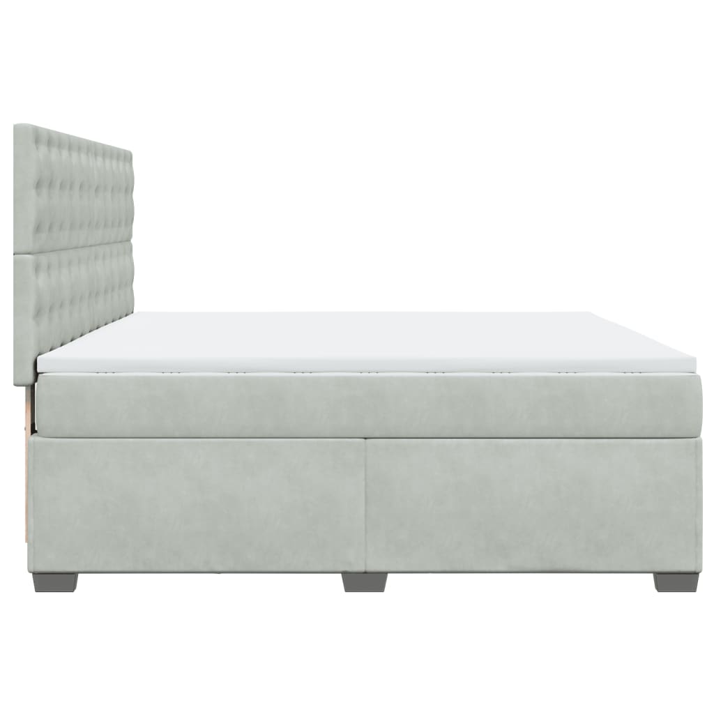 vidaXL Box Spring Bed with Mattress Light Grey 200x200 cm Velvet