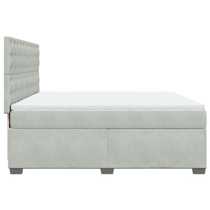 vidaXL Box Spring Bed with Mattress Light Grey 200x200 cm Velvet