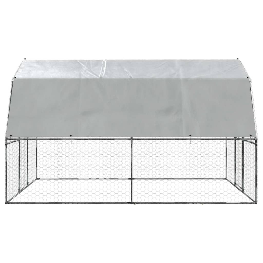 vidaXL Chicken Cage with Roof and Door Silver Galvanised Steel