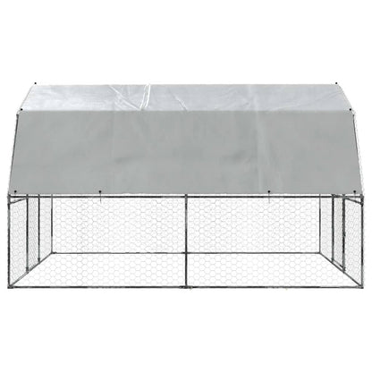 vidaXL Chicken Cage with Roof and Door Silver Galvanised Steel