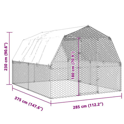 vidaXL Chicken Cage with Roof and Door Silver Galvanised Steel
