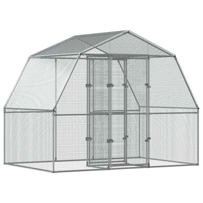 vidaXL Bird Cage with Door Silver Galvanised Steel