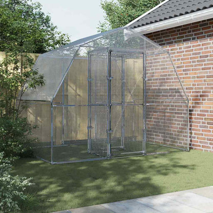 vidaXL Bird Cage with Door Silver Galvanised Steel