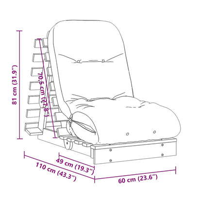 vidaXL Futon Sofa Bed with Mattress 60x206x11 cm Impregnated Wood Pine