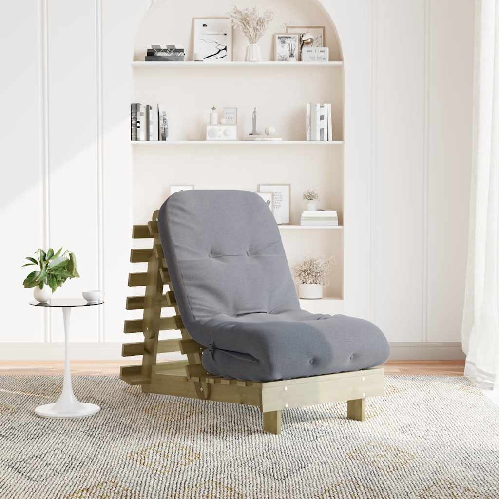 vidaXL Futon Sofa Bed with Mattress 60x206x11 cm Impregnated Wood Pine