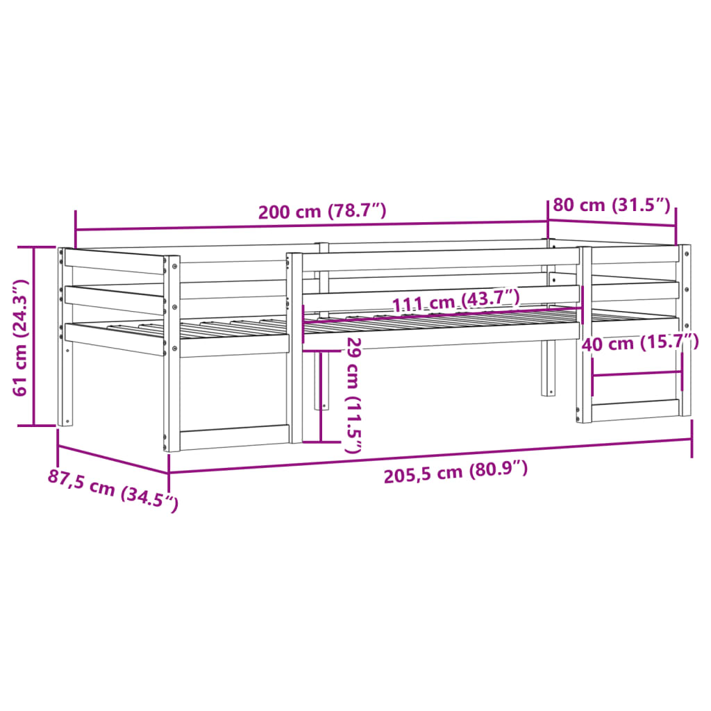 vidaXL Kids' Bed Frame without Mattress 80x200 cm Solid Wood Pine