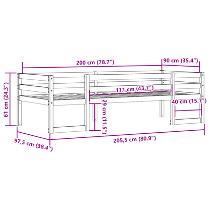 vidaXL Kids' Bed Frame without Mattress White 90x200 cm Solid Wood Pine
